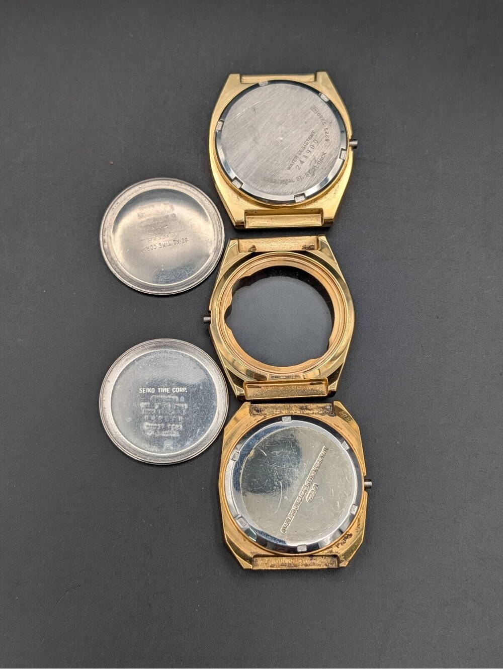 Vintage Seiko & Oda Watch Co Cases Stainless Backs Scrap Repair Parts Lot 68.5g